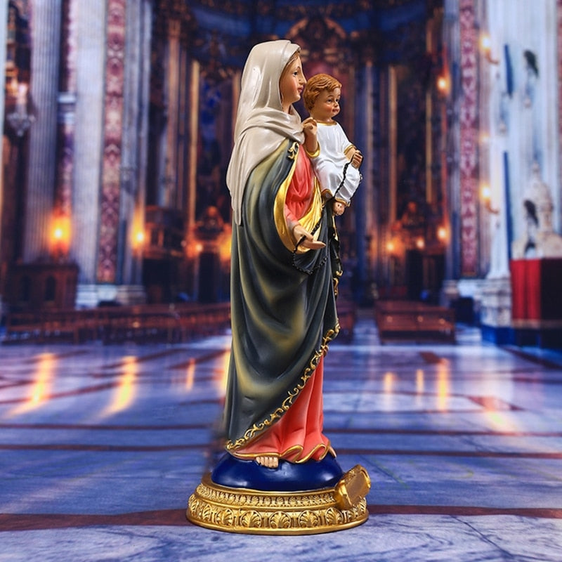 Resin Virgin Mary and Baby Jesus Christian Catholic Figurine