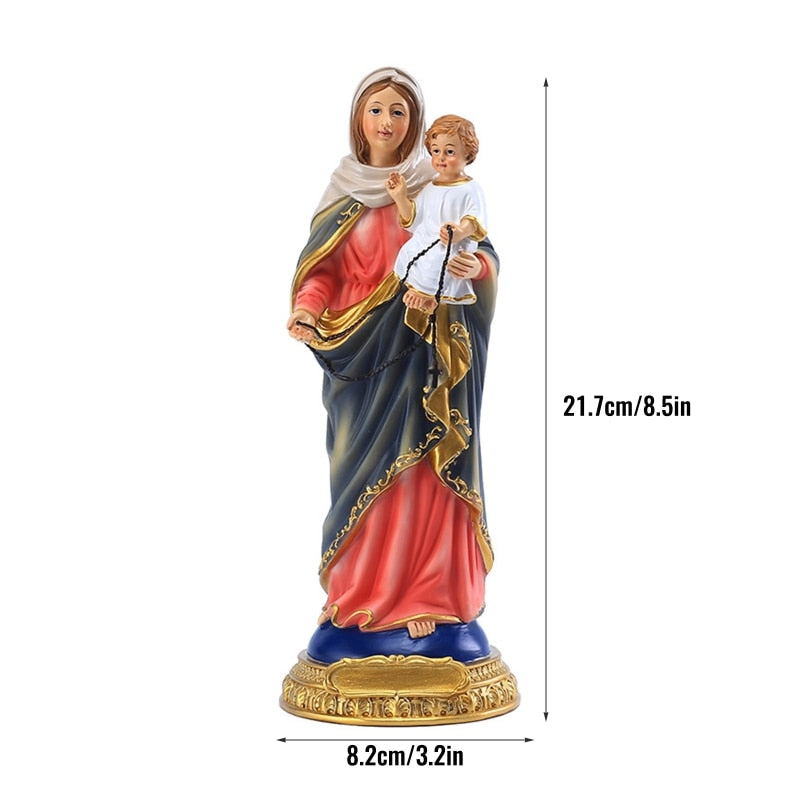 Resin Virgin Mary and Baby Jesus Christian Catholic Figurine