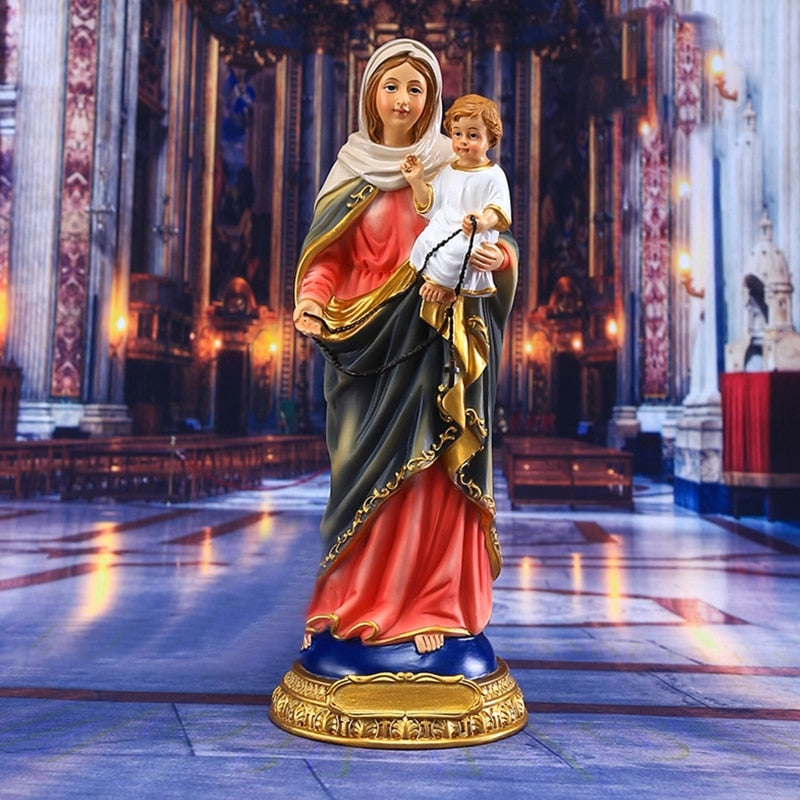 Resin Virgin Mary and Baby Jesus Christian Catholic Figurine